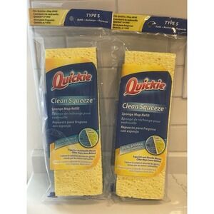 Quickie Clean Squeeze Sponge Mop Refill Type S Fits Mop #045 Lot of 2 New Sealed